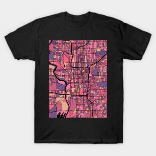 Indianapolis Map Pattern in Purple & Pink T-Shirt